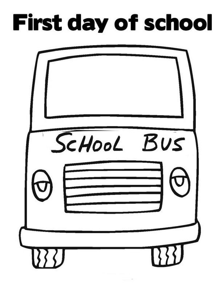 First Day Of School On School Bus Coloring Page