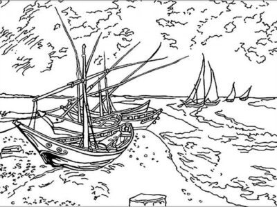 Fishing Boats Van Gogh Coloring Pages