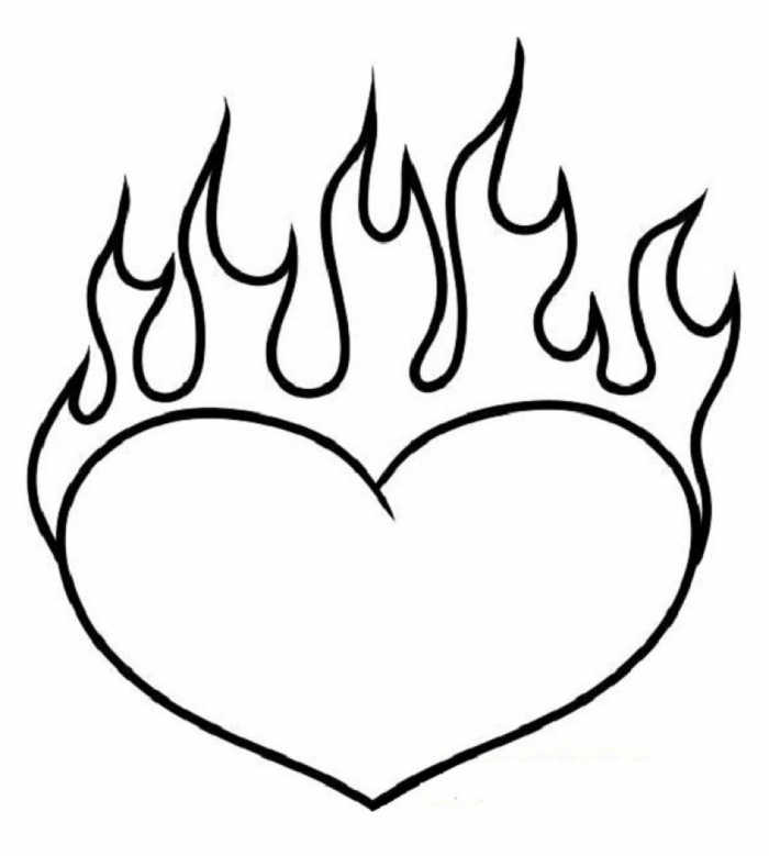 Flaming Heart Coloring Pages