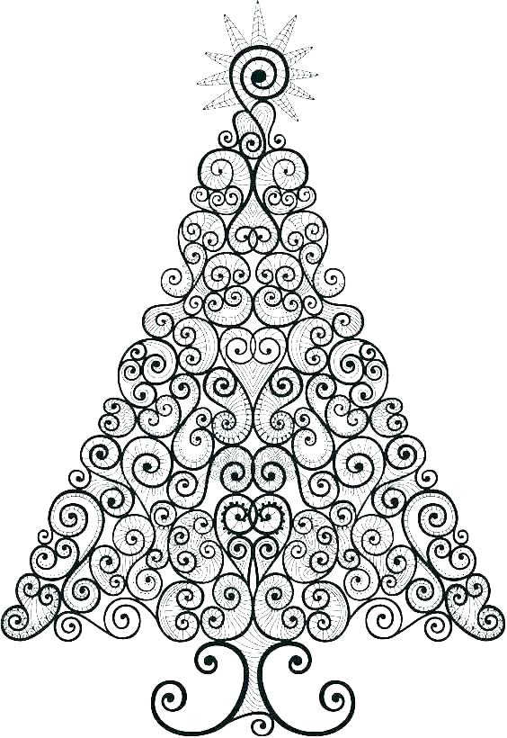 Floral Christmas Tree Coloring Page 1