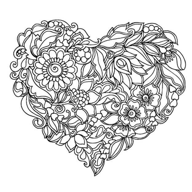 Floral Heart Coloring Page