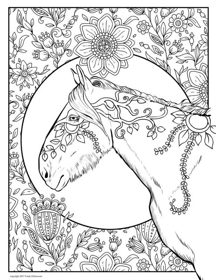 Floral Horse Coloring Pages