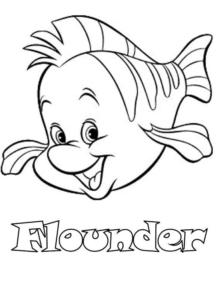 Flounder From The Little Mermaid Coloring Pages