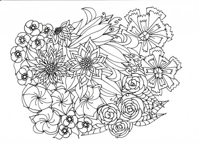 Flower Bouquet Coloring Pages For Adults