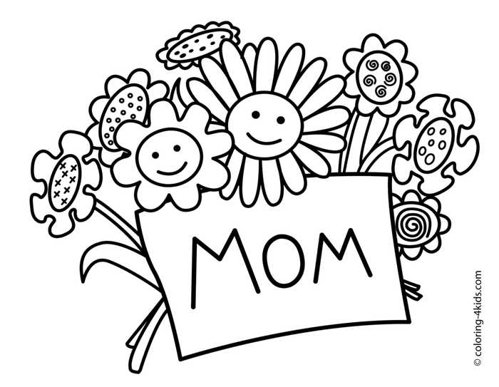 Flower Bouquet For Mom Coloring Page