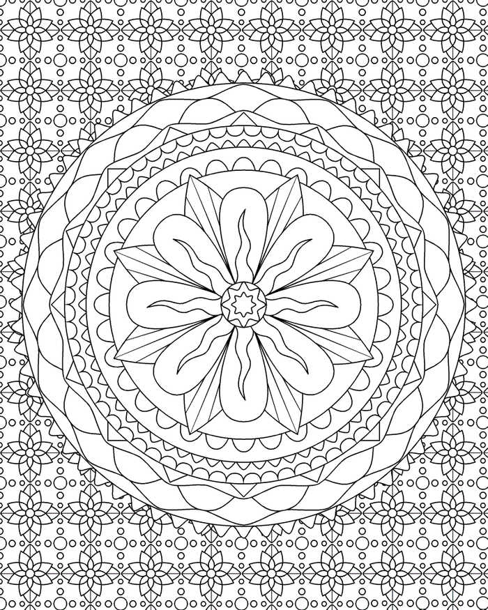 Flower Pattern Adult Coloring Page