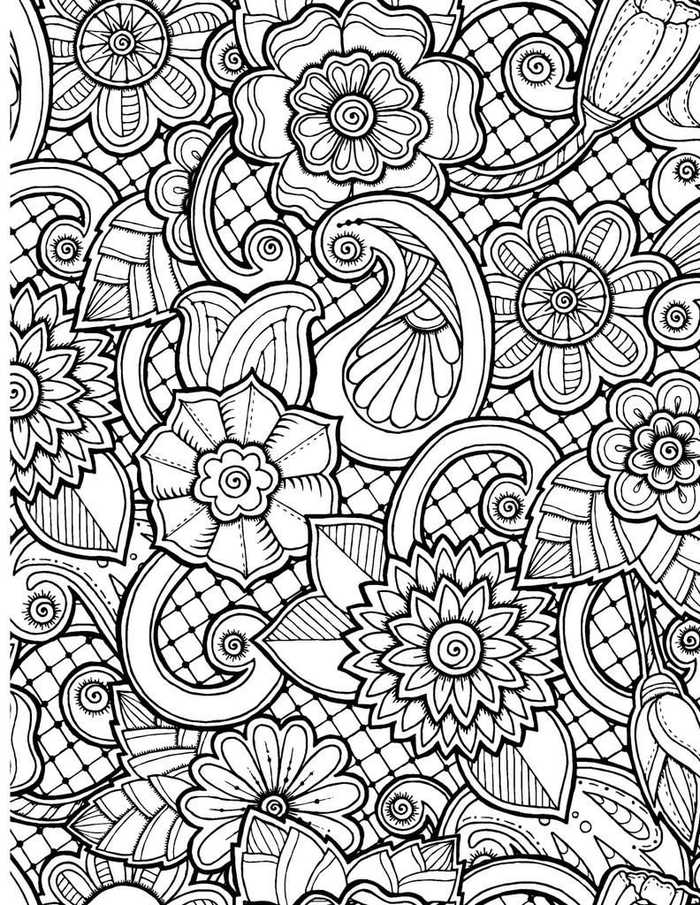 Flower Pattern Coloring Page For Adults