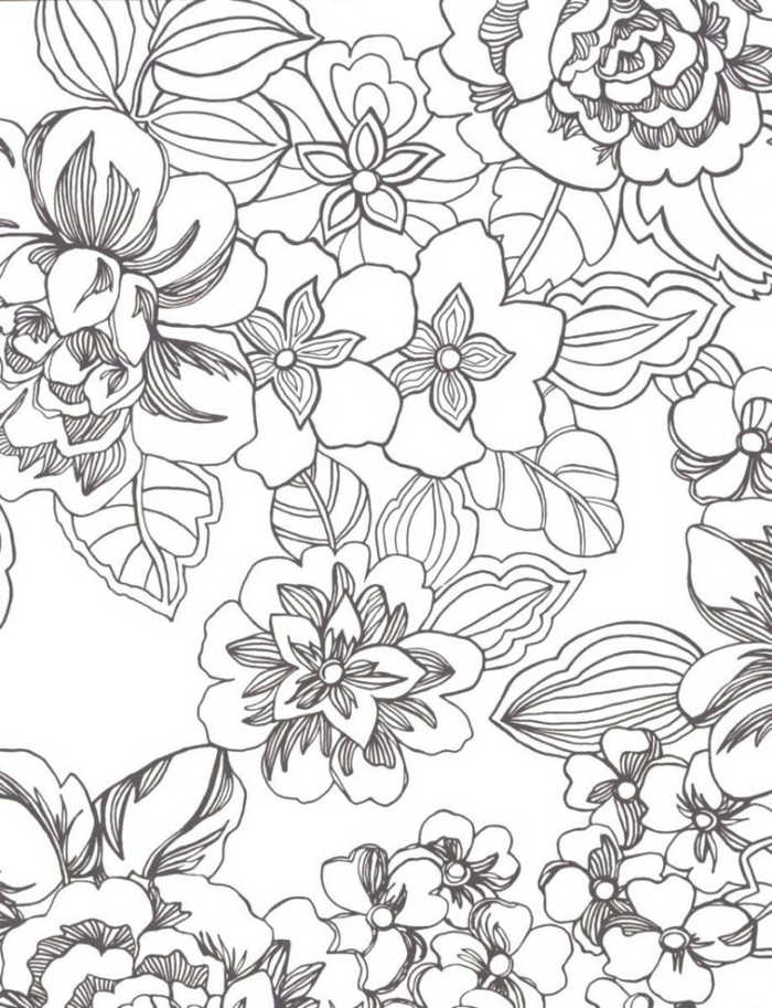 Flower Print Coloring Page For Adults
