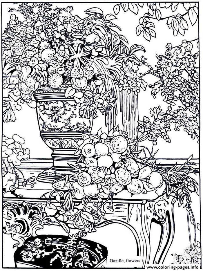 Flower Scene Coloring Pages For Adults