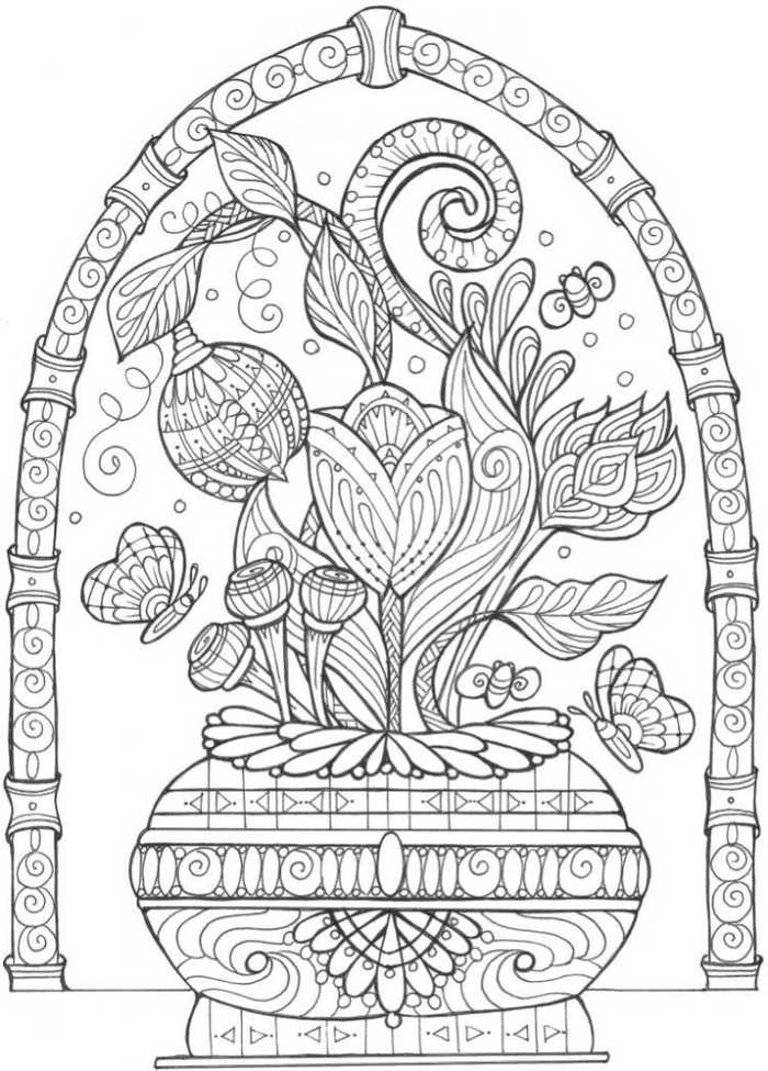 Flower Vase Coloring Pages For Adults