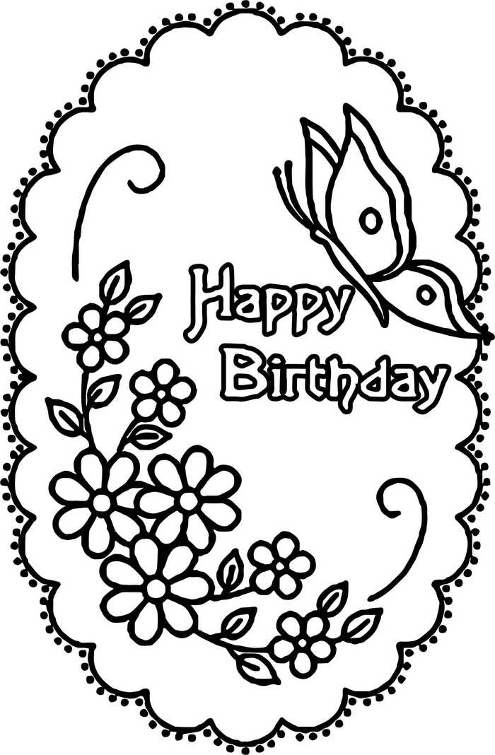 Flowery Happy Birthday Coloring Pages
