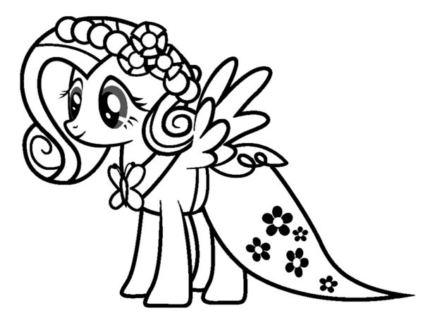 Fluttershy Yay Coloring Page for Kids