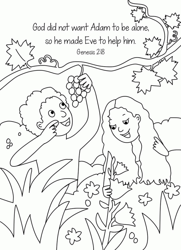 Adam And Eve Coloring Page Preschool