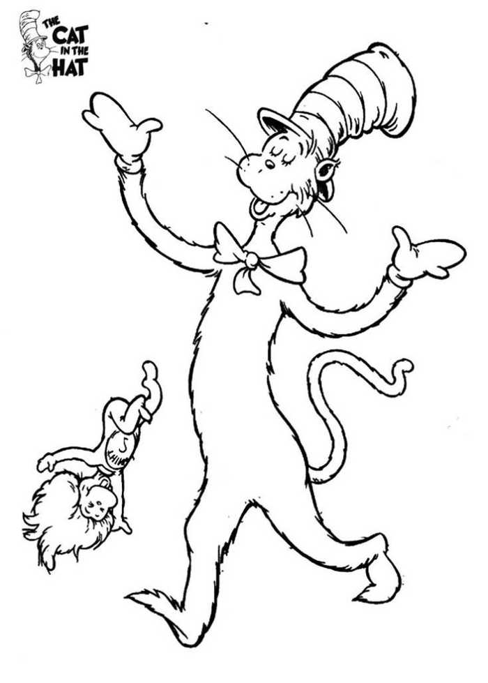 Cat In The Hat Coloring Pages PDF - Coloringfolder.com