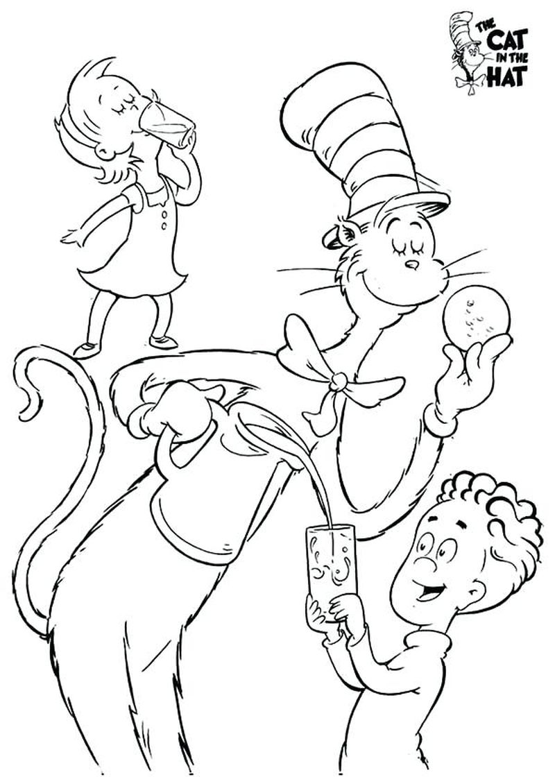 Free Cat In The Hat Coloring Pages Printable