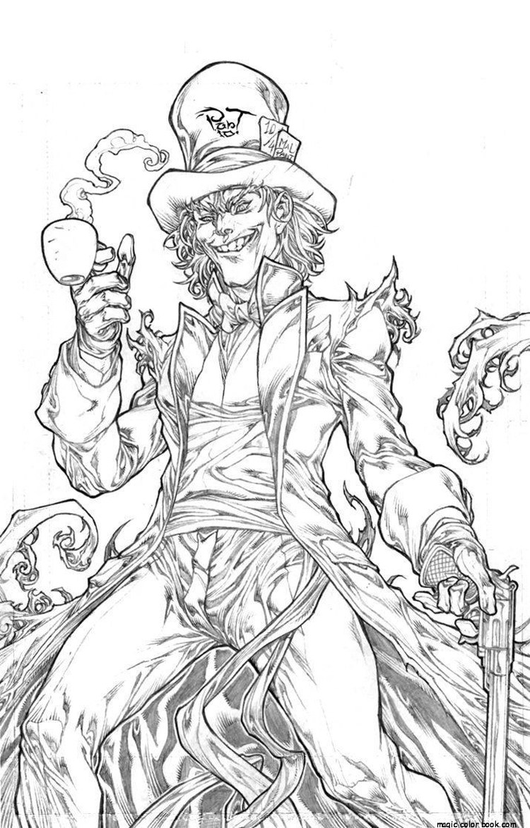 Free Coloring Pages Johnny Depp Alice In Wonderland