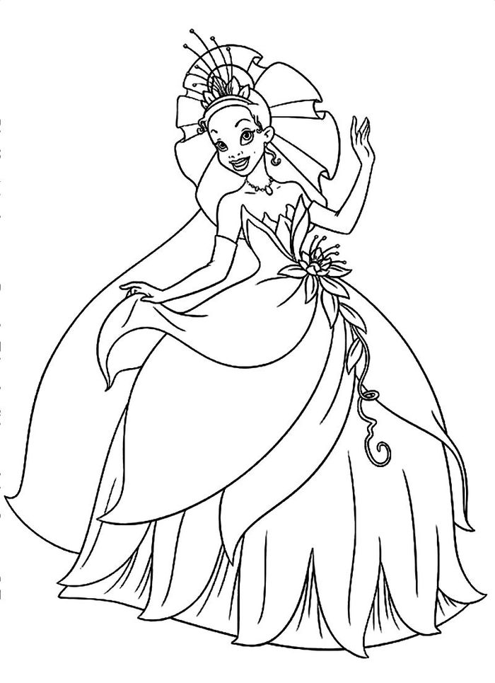Free Disney Tiana Coloring Pages