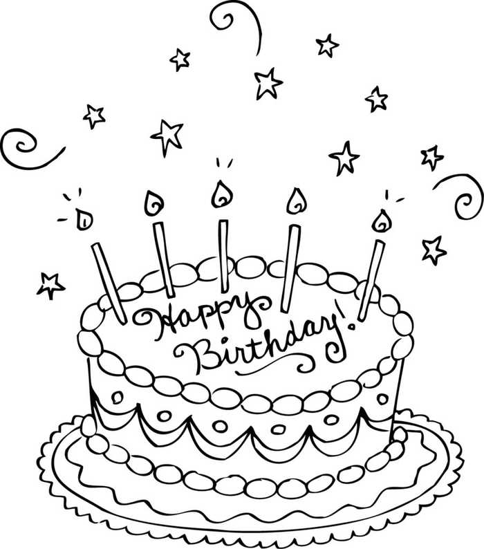 Free Happy Birthday Cake Coloring Pages