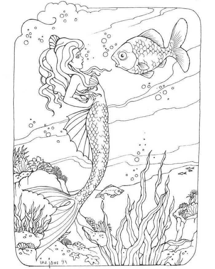 Free Mermaid Coloring Page Printables