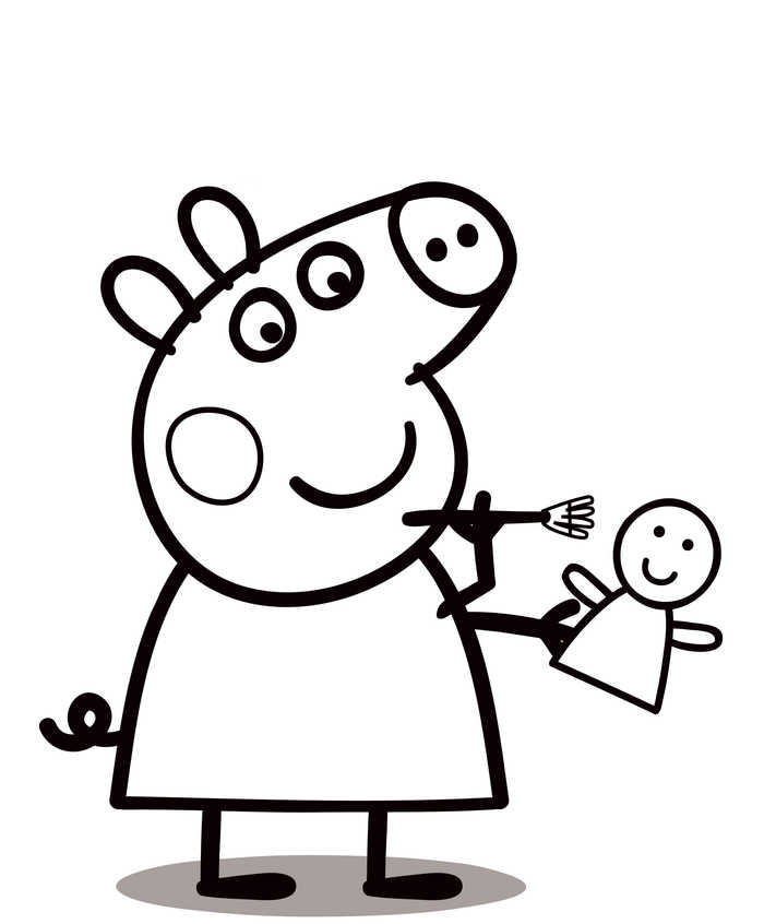 Free Peppa Pig And Doll Coloring Images
