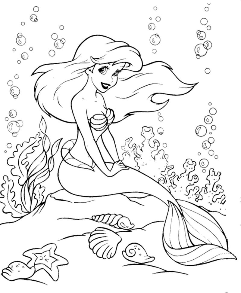 ariel coloring pages for kids printable