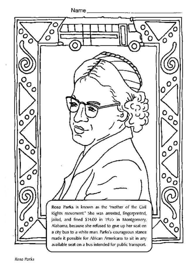Free Printable Black History Month Coloring Pages Rosa Parks