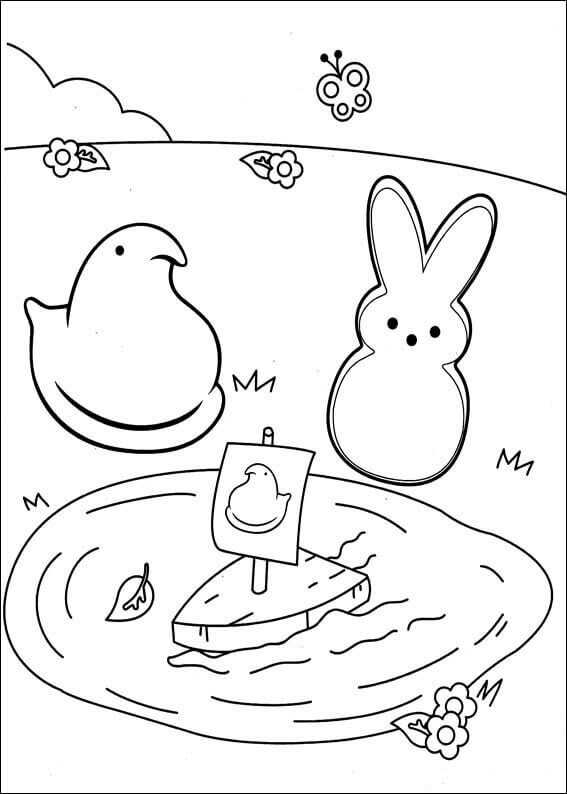 Free Printable Marshallow Peeps Coloring Page