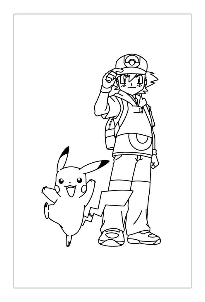 Free Printable Pikachu Coloring Pages Ash And Pikachu