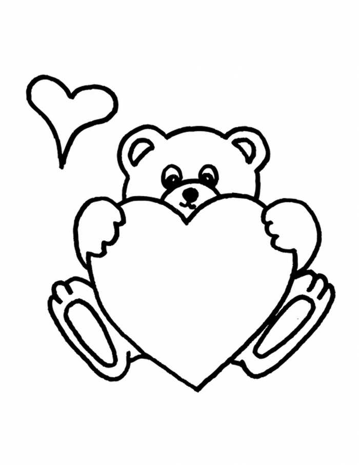 Free Printable Teddy Bear With Heart Coloring Page