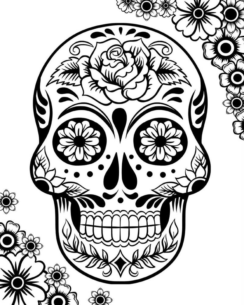 Free Sugar Skull Coloring Pages for Adults 1