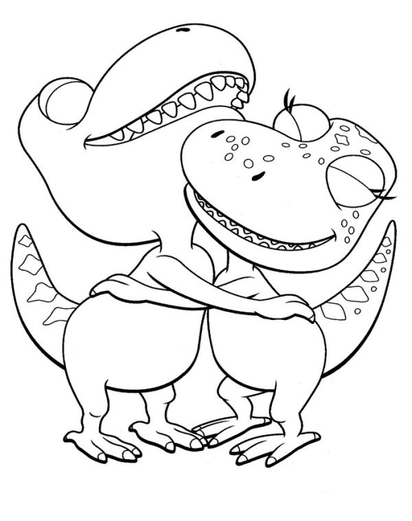 Free hugging dinosaur train coloring pages