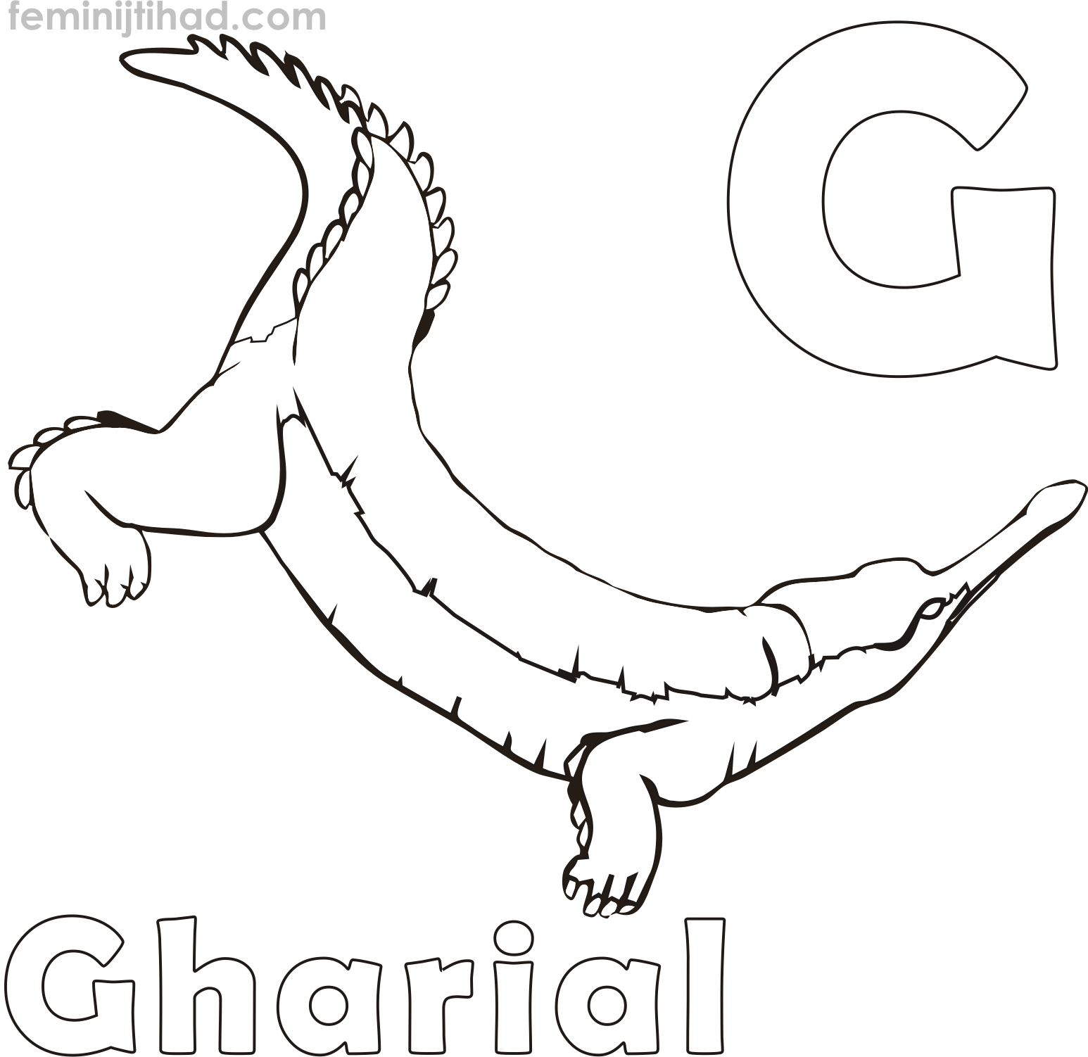 Free Gharial Colorin Page to Print