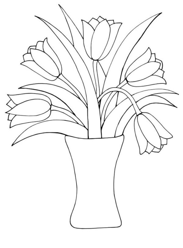 Fresh tulip coloring pages