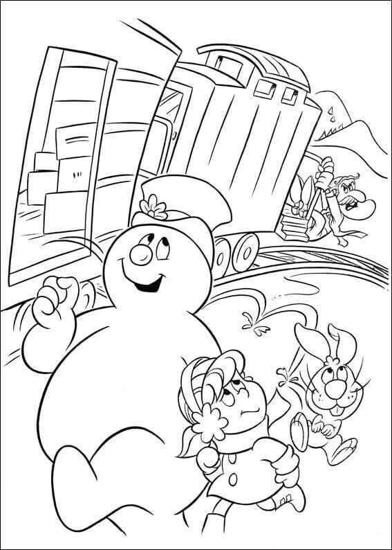 Frosty In The Railway Station Coloring Page