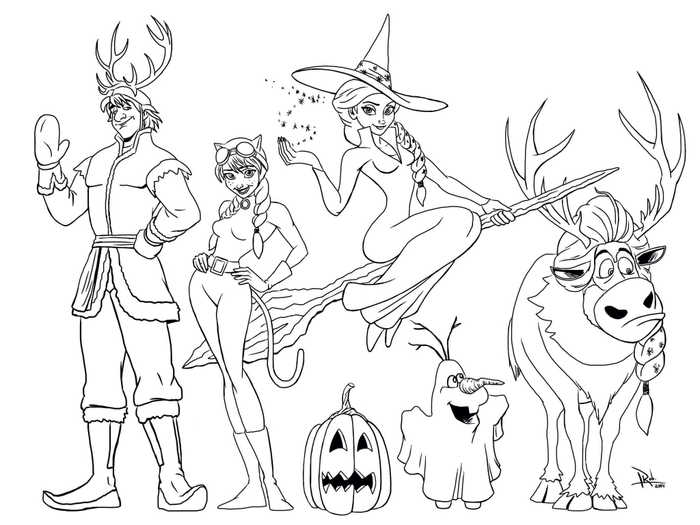 Frozen Halloween Coloring Pages