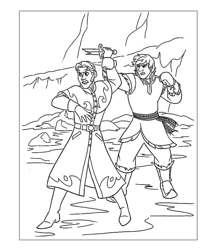 Frozen Coloring Page The Fight