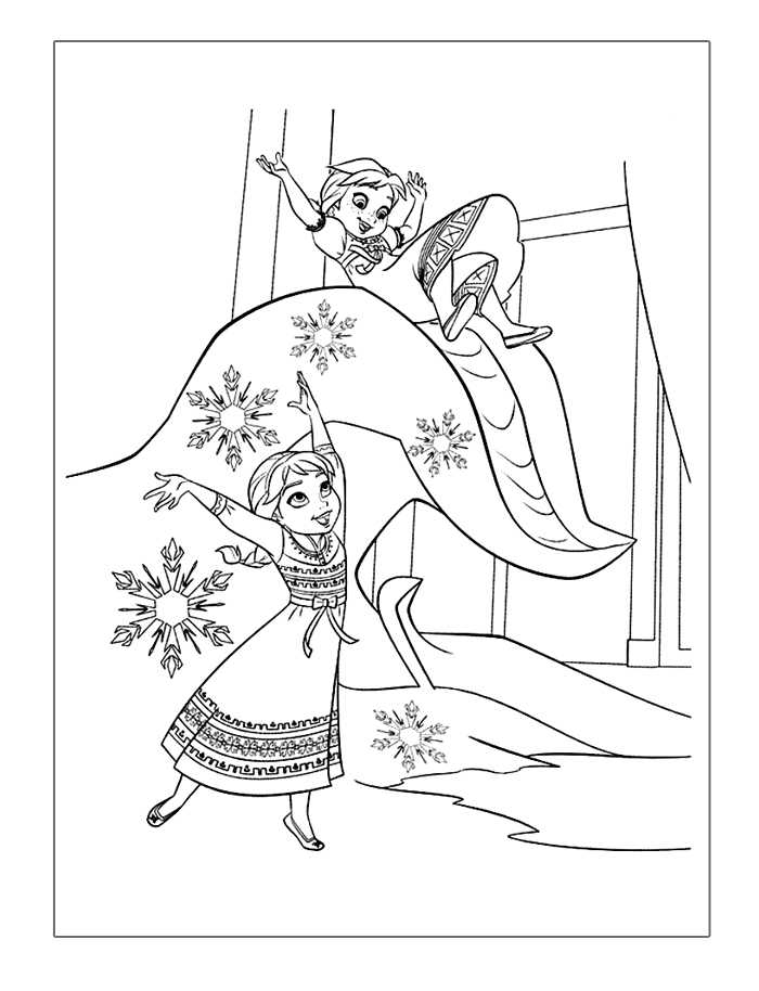 Frozen Coloring Pages Elsa And Anna Playing
