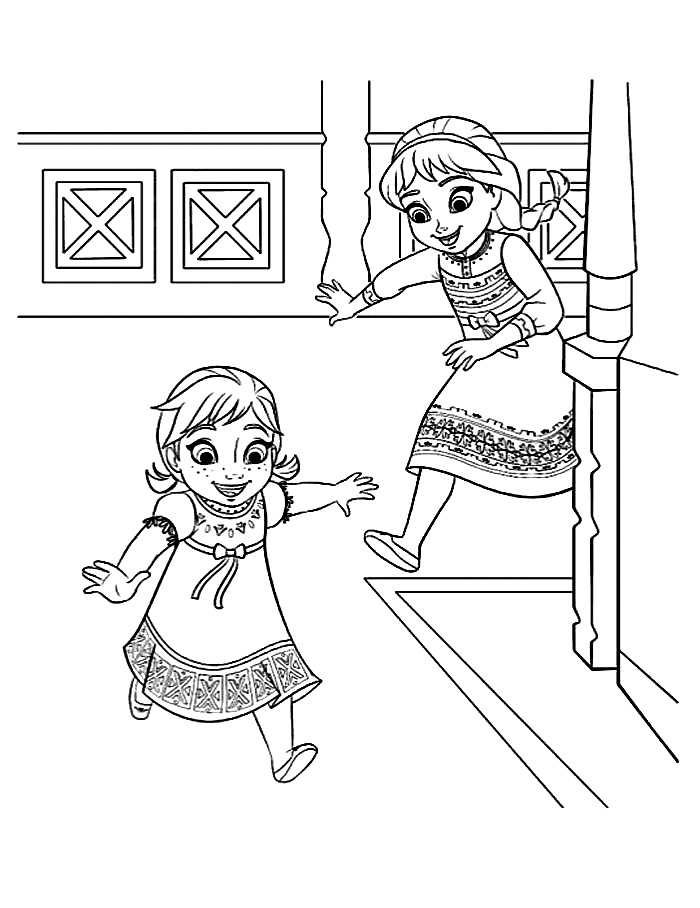 Frozen Coloring Young Elsa And Anna