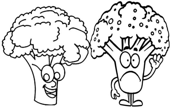 Fun Broccoli Coloring Vegetable Page