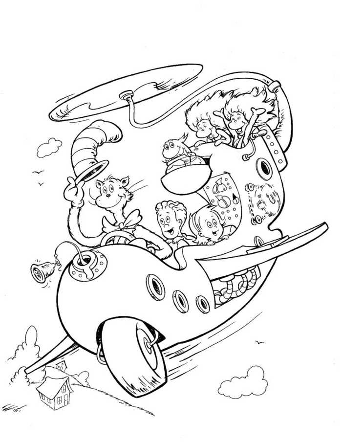 Cat In The Hat Coloring Pages PDF - Coloringfolder.com