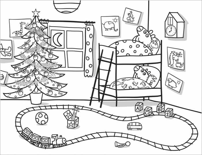 Fun Christmas Peppa Pig Coloring Pages