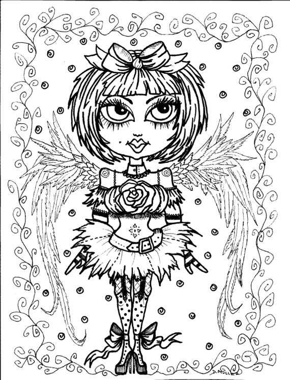 Fun Gothic Angel Coloring Page