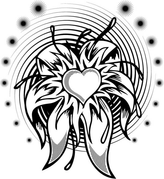 Funky Flower Heart Coloring Page