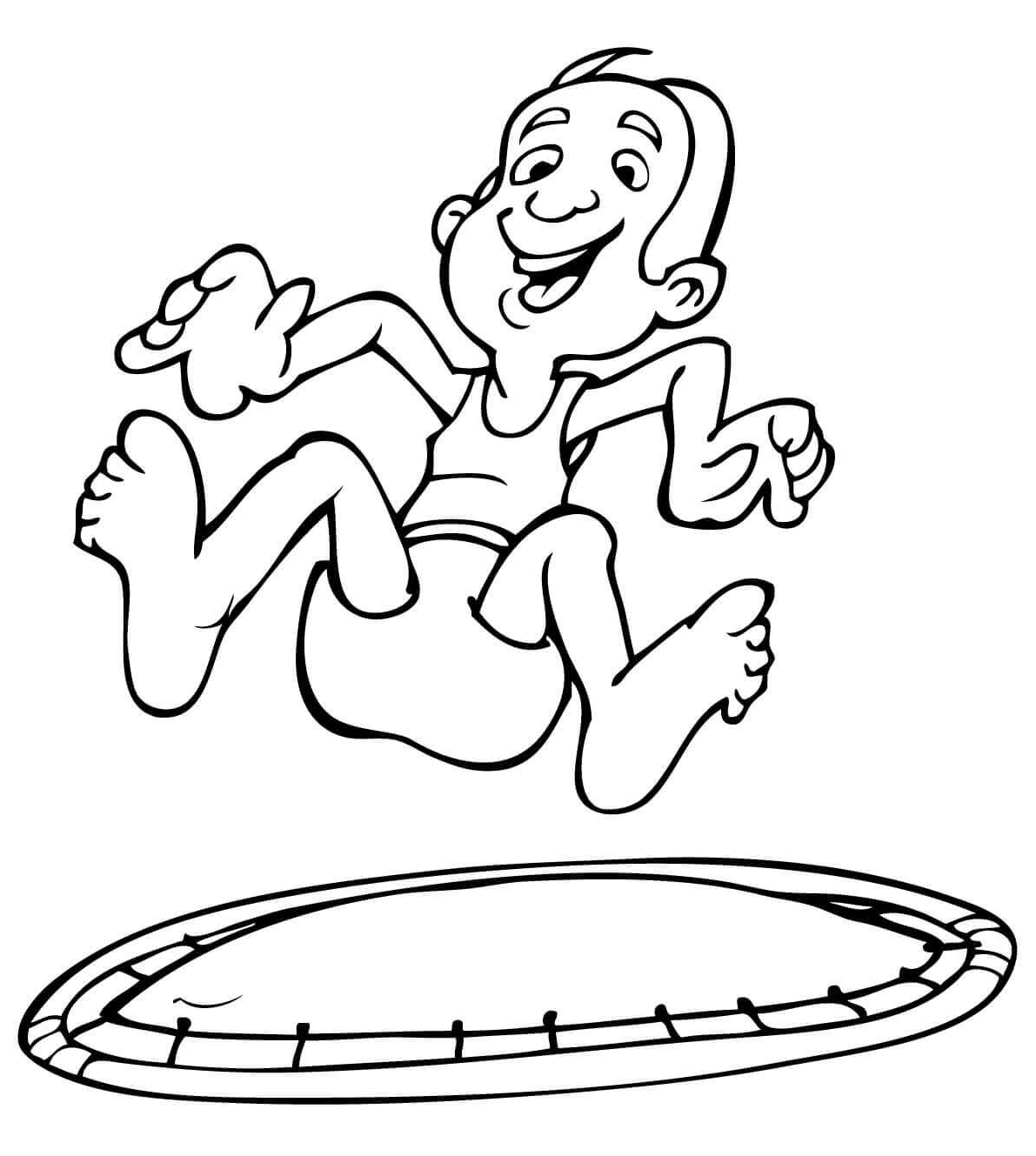 funny trampolining coloring pages