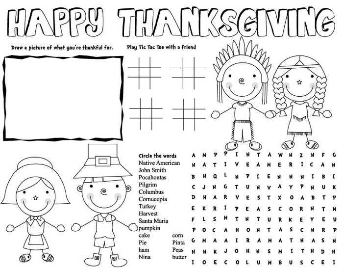 Games For Thanksgiving Coloring Page Printable
