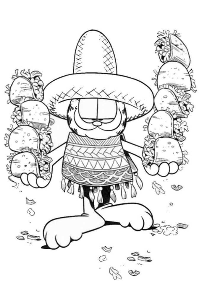 Garfield Cinco De Mayo Coloring Pages