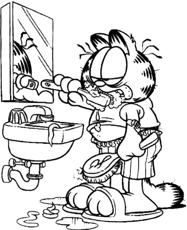 Garfield Health Tooth Brushing Coloring Pages Coloring Sun
