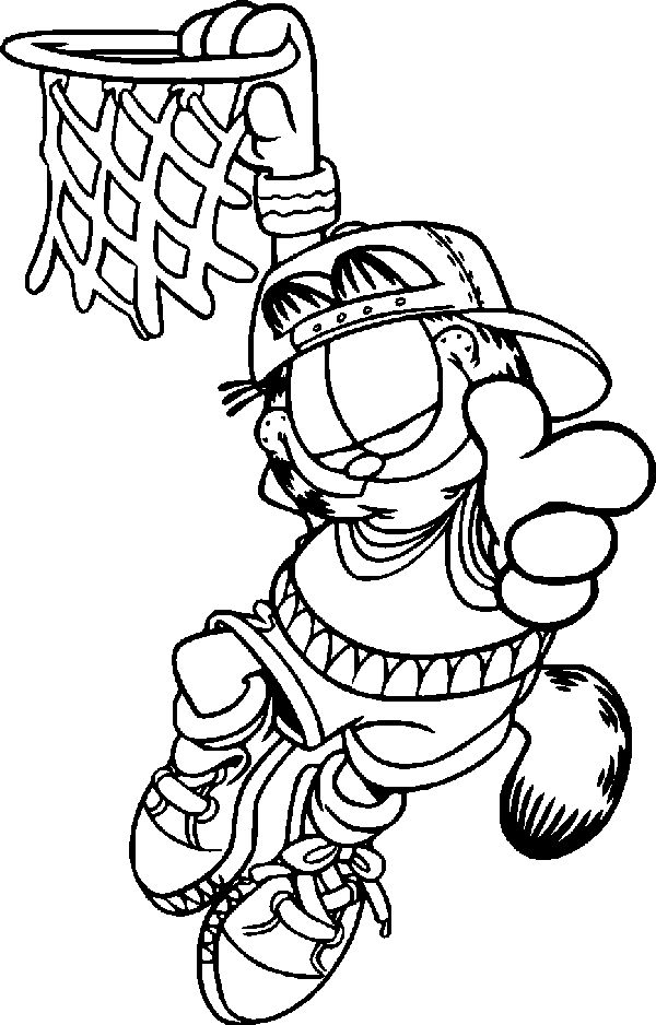 Garfield Play Basket Ball Coloring Pages