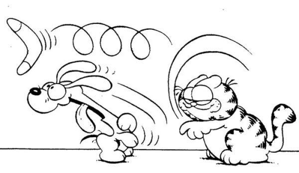 Garfield Throw Boomerang Coloring Page Coloring Sun