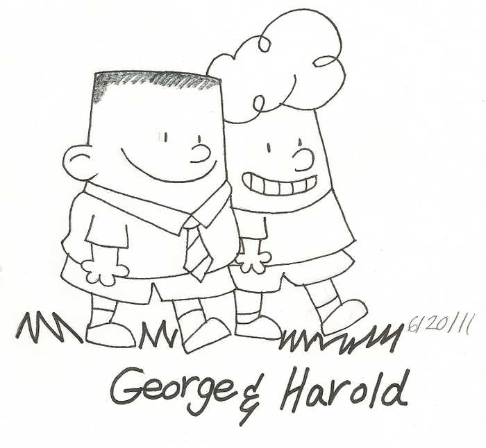 George And Harold Captain Underpants Drawing To Color